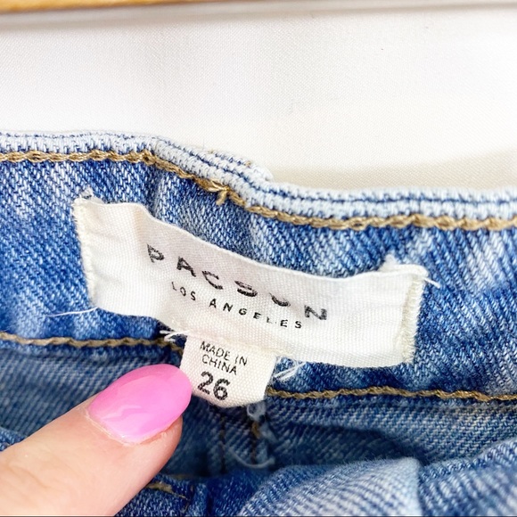 5/$25 Pacsun Distressed Zip Front Denim Jean Skirt - Picture 9 of 10